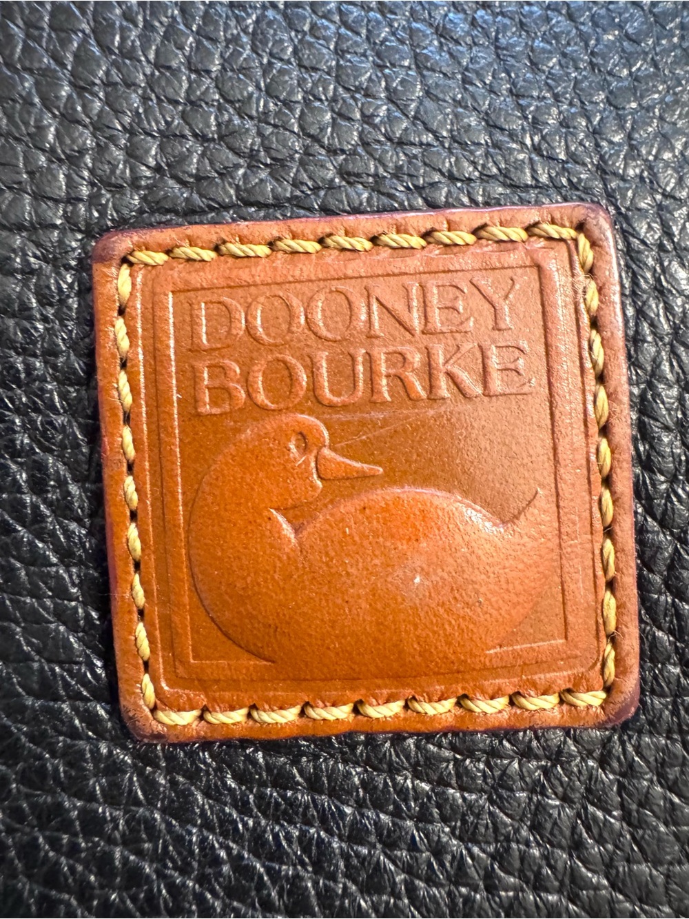 Dooney & Bourke Large Black Leather Satchel with Brown Trim - Picture 2 of 12